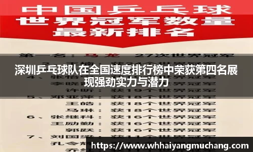 深圳乒乓球队在全国速度排行榜中荣获第四名展现强劲实力与潜力